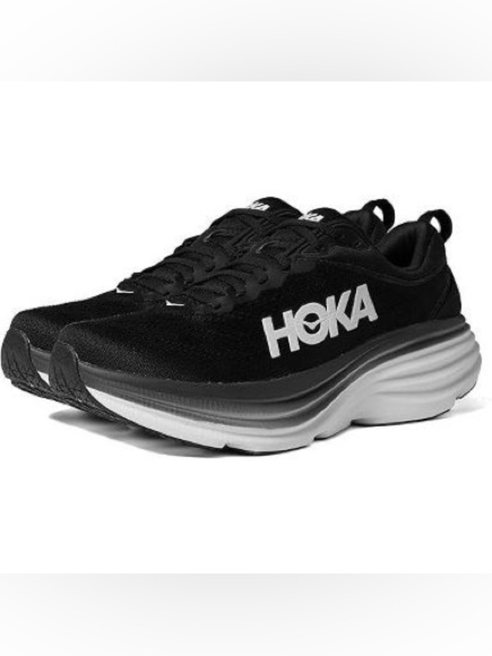 Hoka one one Bondi 8 Running Shoe Athletic Sneaker Women's Black/White Size 8